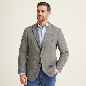 J. McLaughlin Men’s Blazer 46R – 100% Lambswool Herringbone‎ Sport Coat Unlined